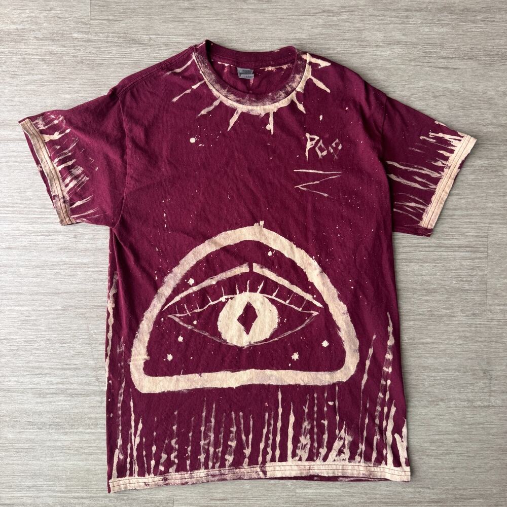 Gildan Maroon and Beige Short Sleeve Tee